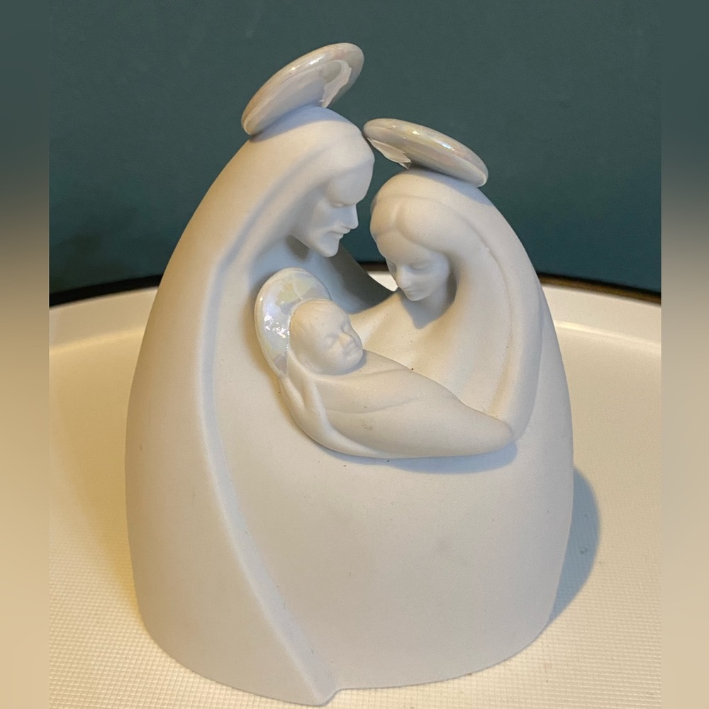 Vintage Roman 1998 Holy Family Mary Joseph Jesus White Porcelain Bisque Figurine
